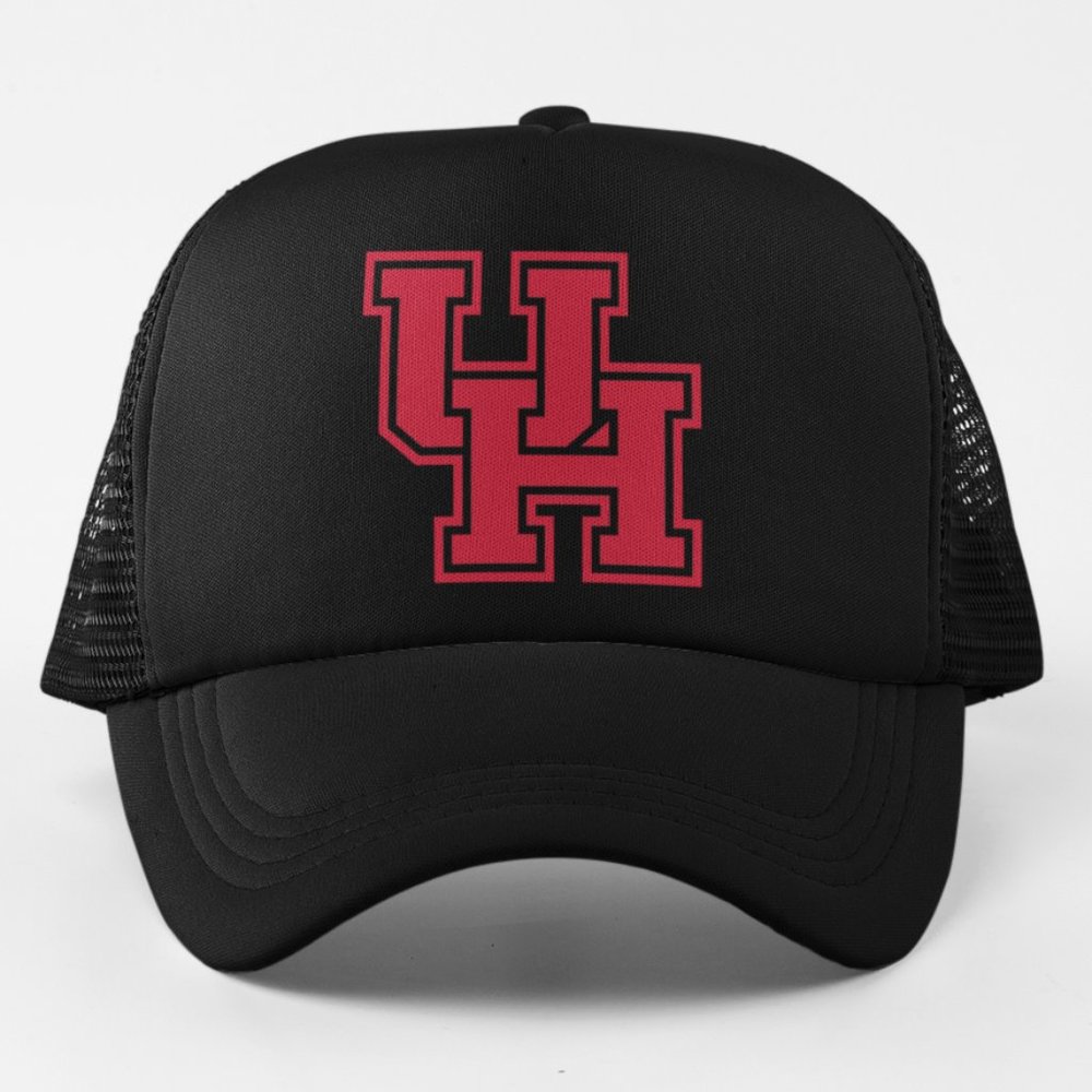 NEW Houston Cougars UH Monogram Foam Trucker Mesh Snapback Hat BLACK